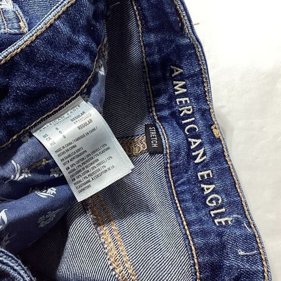 American Eagle Mom Jeans Stretch Distressed Size 0 Raw Hem - Picture 9 of 14